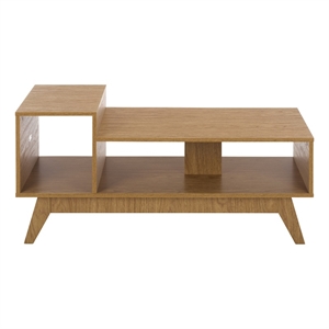Safavieh Demora Asymmetrical Open Shelf Wood Coffee Table in Oak