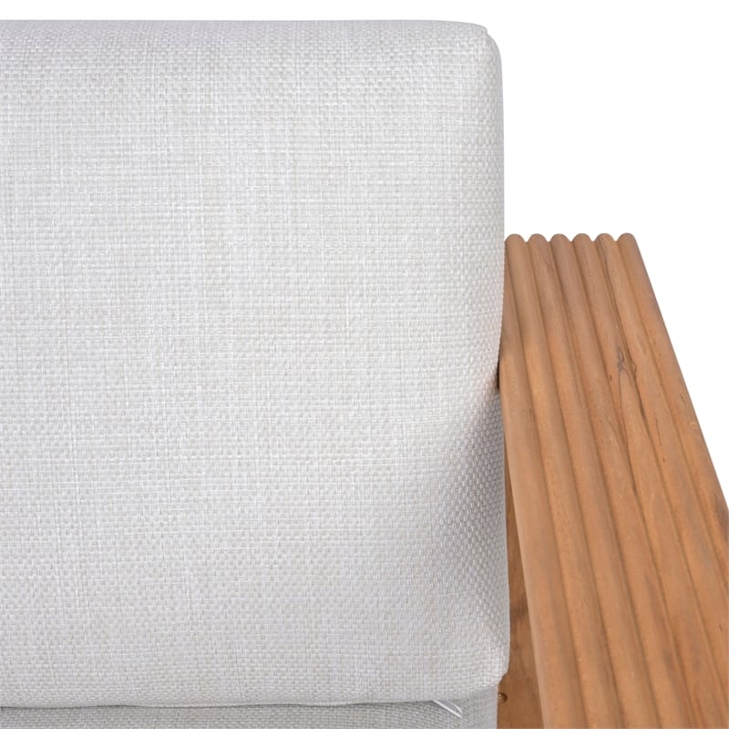 Safavieh St Lucia Teak Wood Swivel Chair in Natural / White