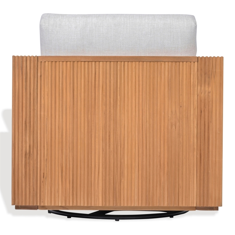 Safavieh St Lucia Teak Wood Swivel Chair in Natural / White