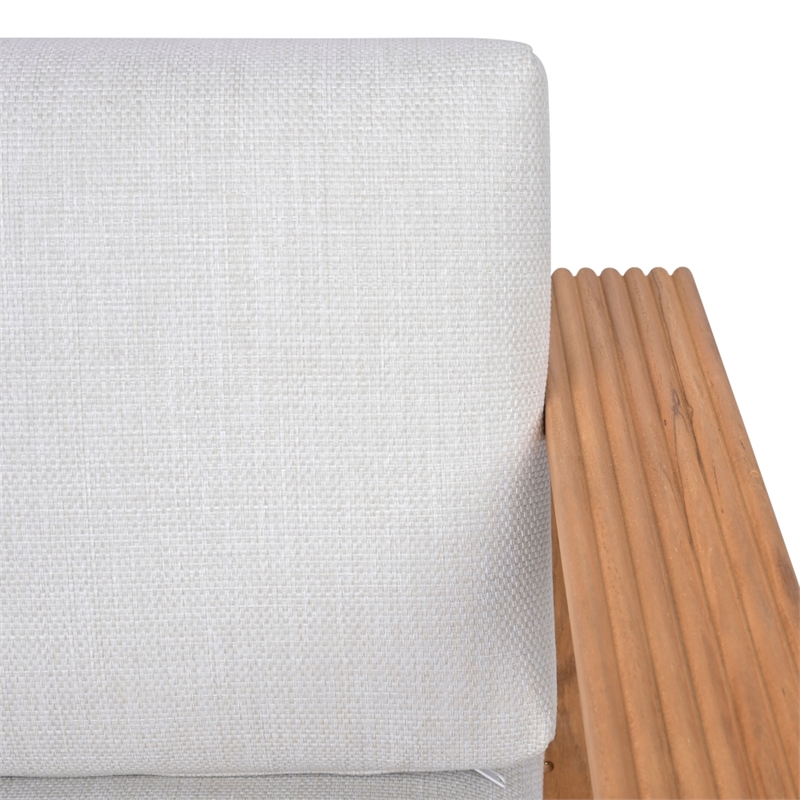 Safavieh St Lucia Teak Wood Patio Chair in Natural / White