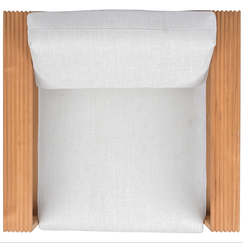 Safavieh St Lucia Teak Wood Patio Chair in Natural / White