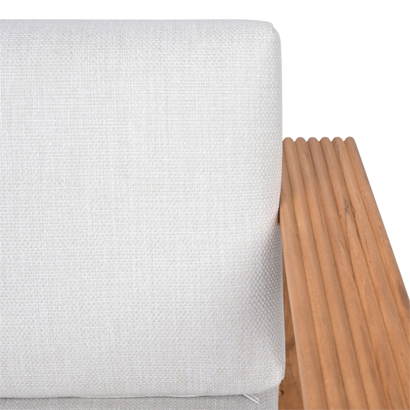 Safavieh St Lucia Teak Wood Loveseat in Natural / White