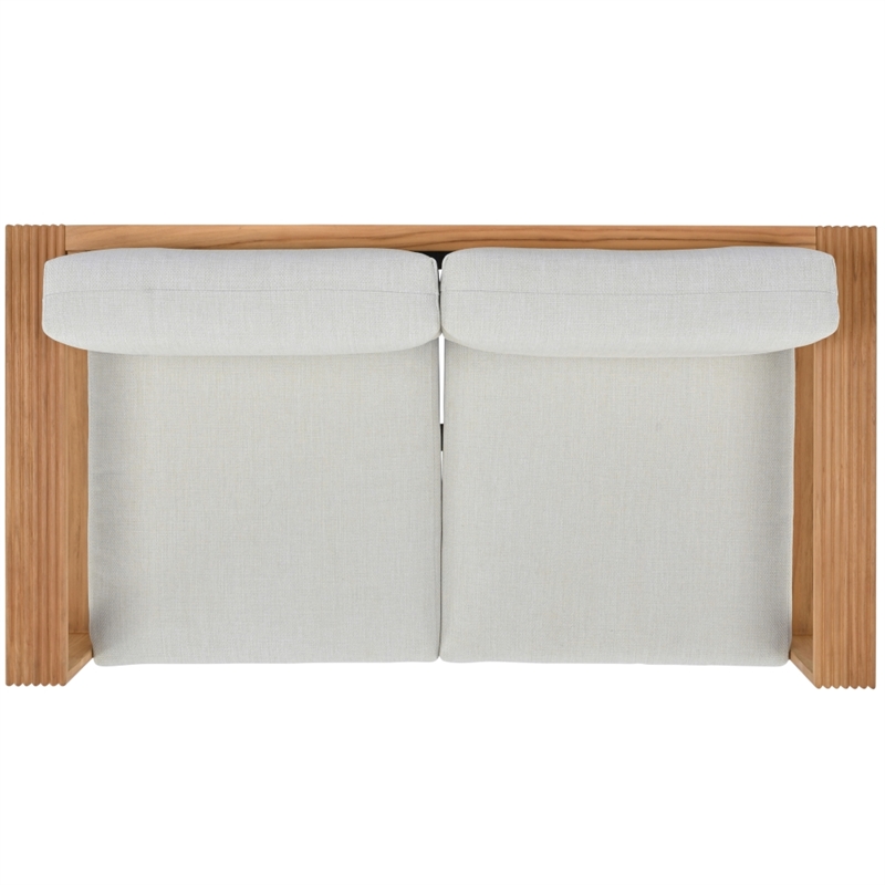 Safavieh St Lucia Teak Wood Loveseat in Natural / White