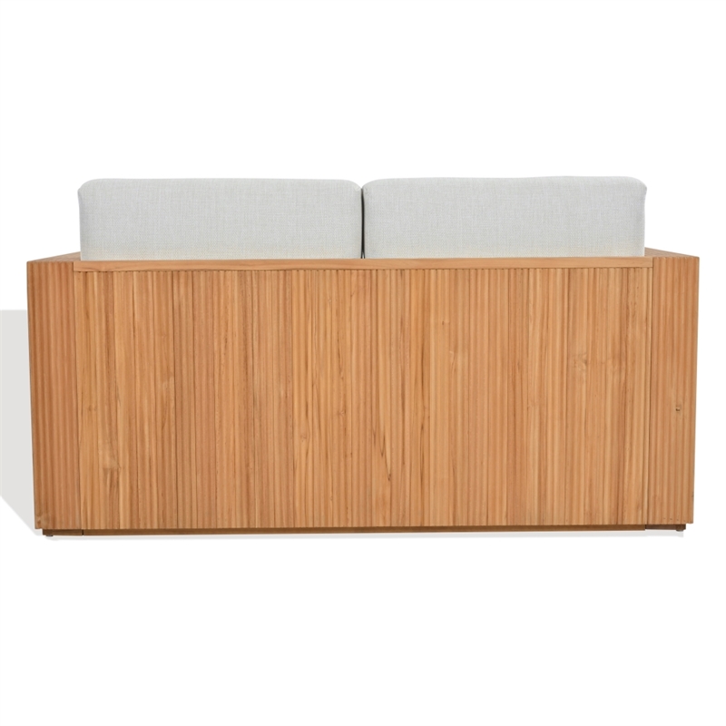 Safavieh St Lucia Teak Wood Loveseat in Natural / White