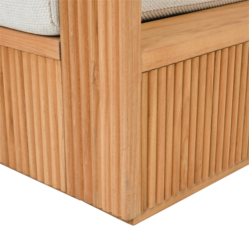 Safavieh St Lucia Teak Wood Loveseat in Natural / White