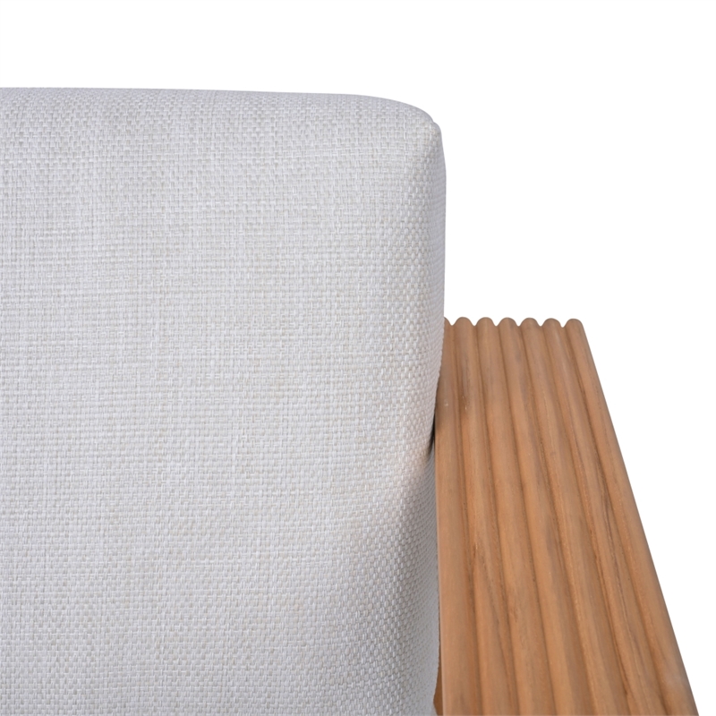 Safavieh St Lucia Teak Wood Patio Sofa in Natural / White
