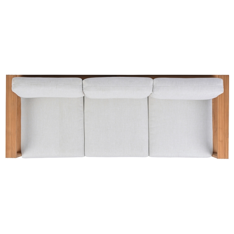 Safavieh St Lucia Teak Wood Patio Sofa in Natural / White