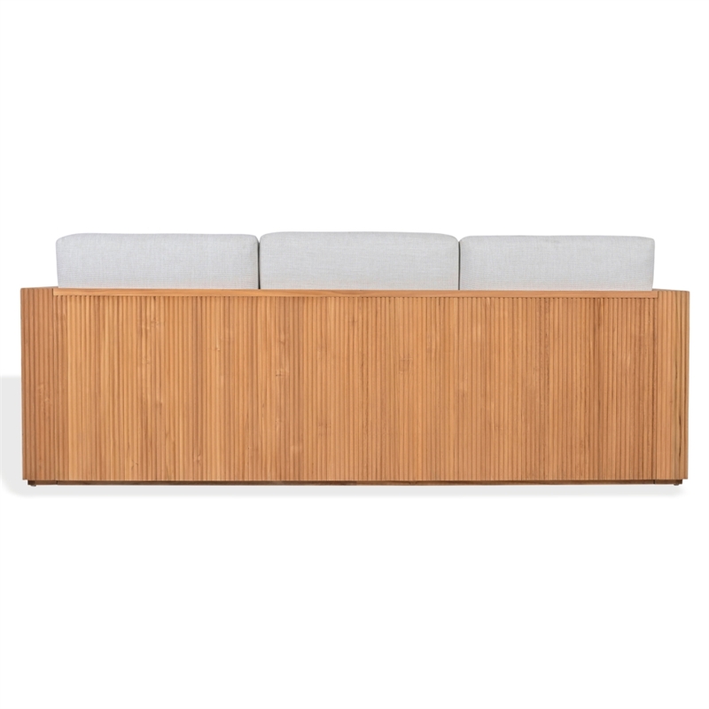 Safavieh St Lucia Teak Wood Patio Sofa in Natural / White