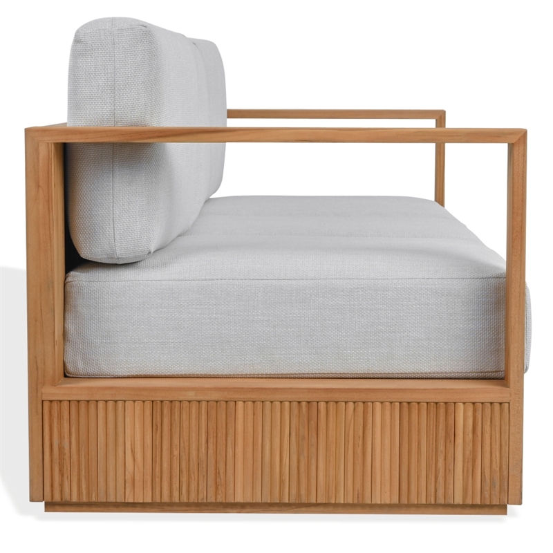 Safavieh St Lucia Teak Wood Patio Sofa in Natural / White
