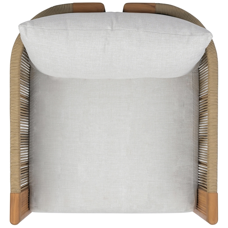 Safavieh Marina Teak Wood Swivel Patio Chair in White / Teak