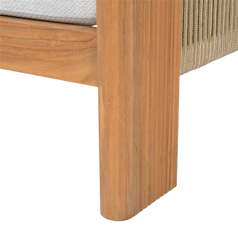 Safavieh Marina Teak Wood Patio Chair in White / Teak