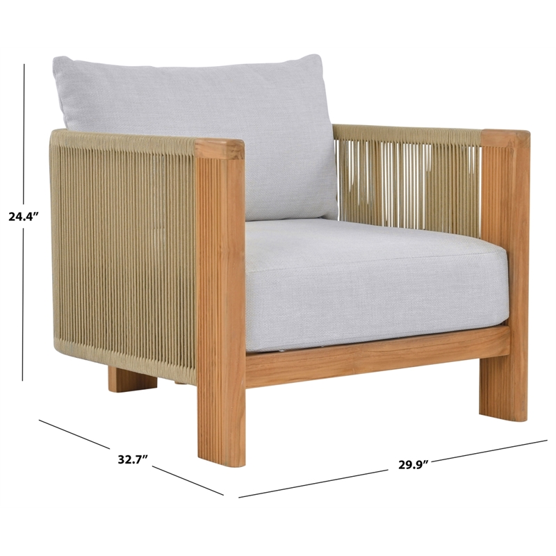 Safavieh Marina Teak Wood Patio Chair in White / Teak