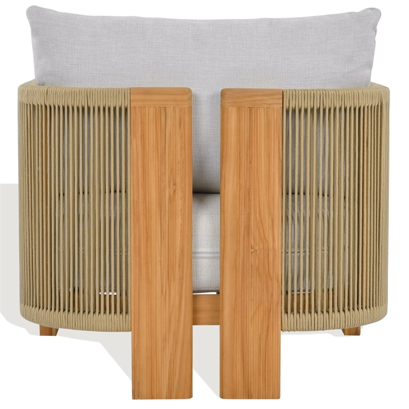 Safavieh Marina Teak Wood Patio Chair in White / Teak