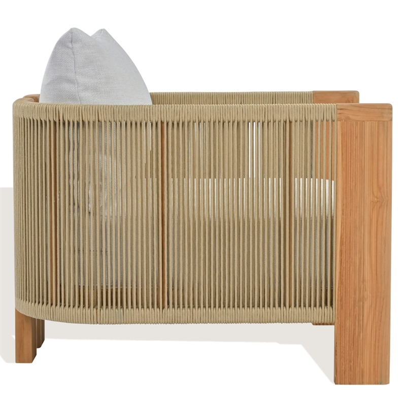 Safavieh Marina Teak Wood Patio Chair in White / Teak