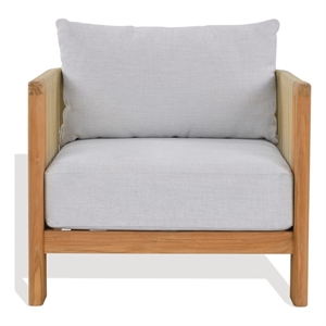 Safavieh Marina Teak Wood Patio Chair in White / Teak