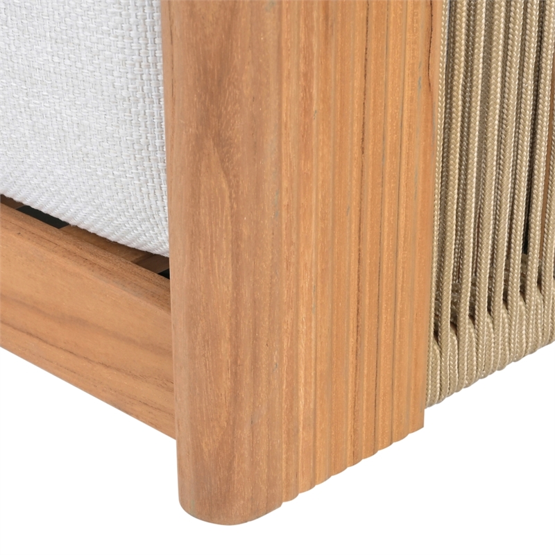 Safavieh Marina Teak Wood Patio Sofa in White / Teak