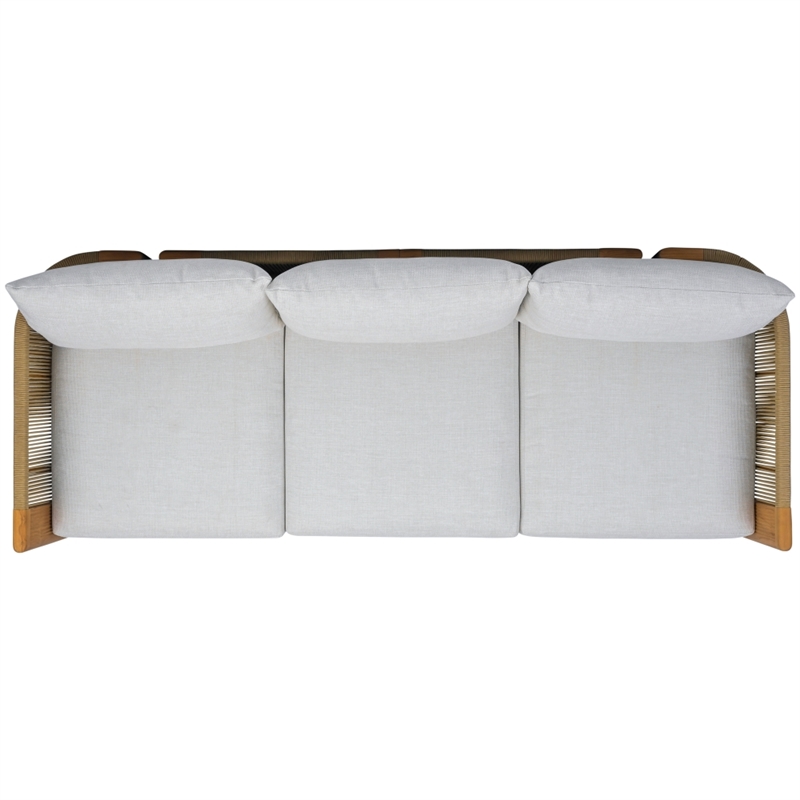 Safavieh Marina Teak Wood Patio Sofa in White / Teak