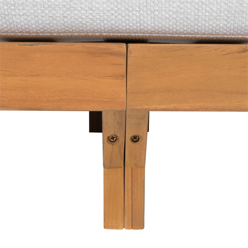 Safavieh Marina Teak Wood Patio Sofa in White / Teak