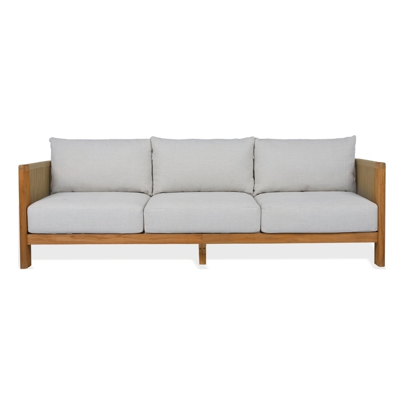 Safavieh Marina Teak Wood Patio Sofa in White / Teak