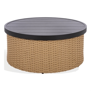 Safavieh Cleandra Aluminum Patio Coffee Table in Natural / Black