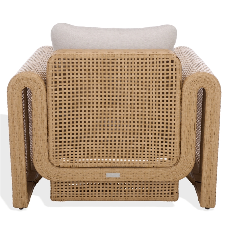 Safavieh Cleandra Wicker Aluminum Patio Chair in Natural / Beige