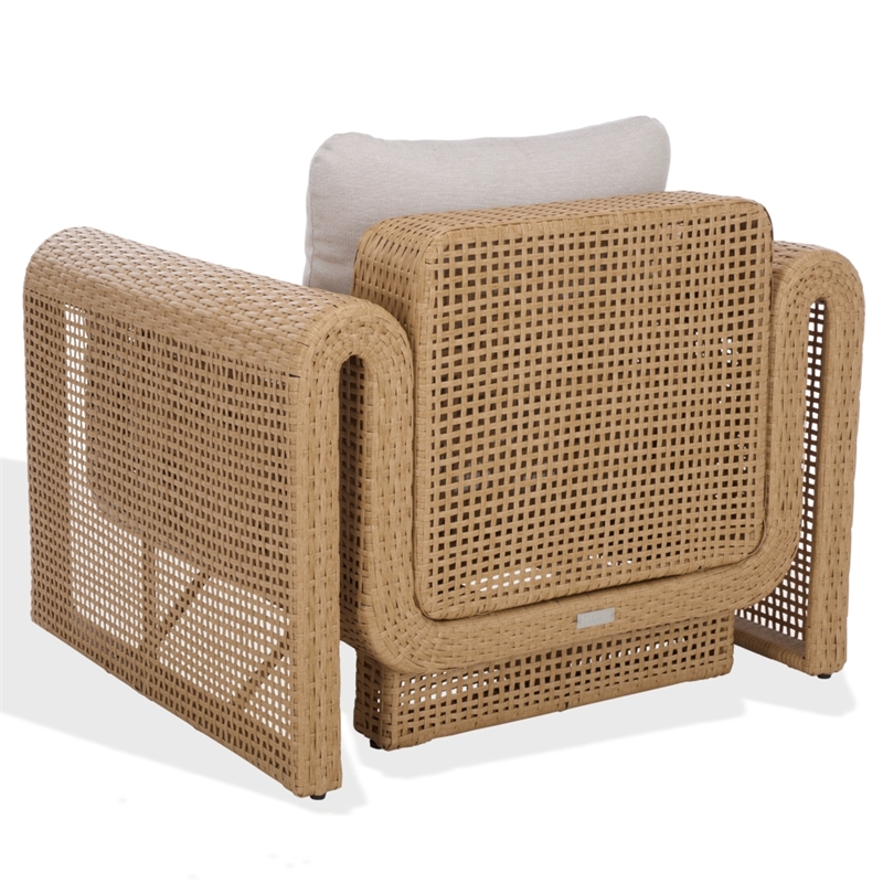 Safavieh Cleandra Wicker Aluminum Patio Chair in Natural / Beige