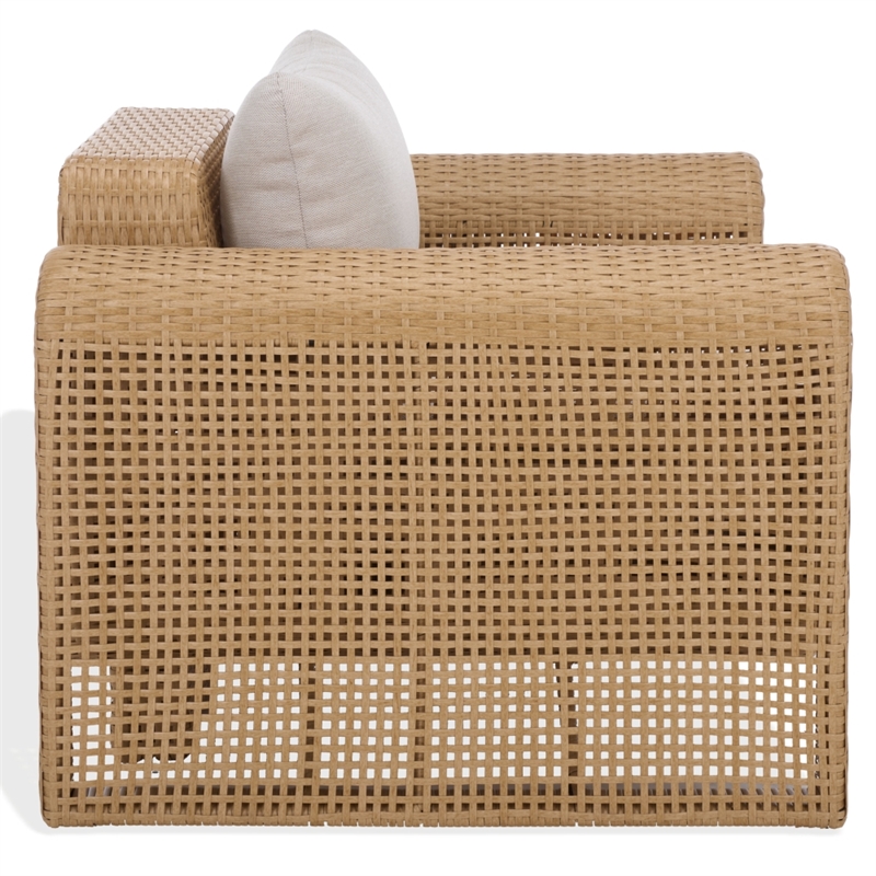 Safavieh Cleandra Wicker Aluminum Patio Chair in Natural / Beige