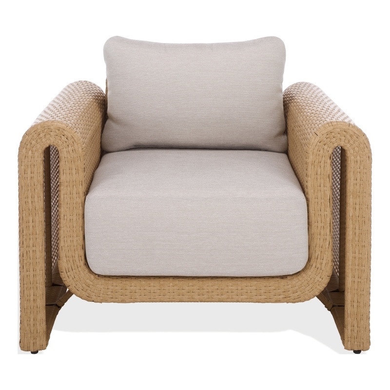 Safavieh Cleandra Wicker Aluminum Patio Chair in Natural / Beige