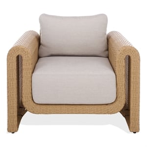 Safavieh Cleandra Wicker Aluminum Patio Chair in Natural / Beige