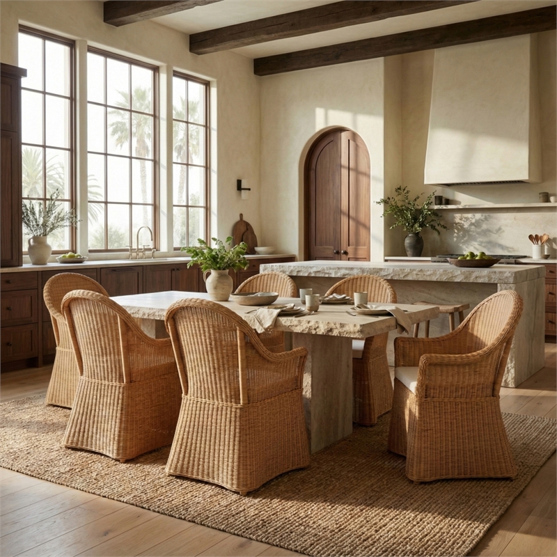 Safavieh Hylda Rattan Dining Chair in Natural / White