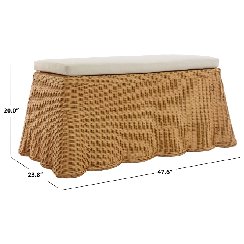 Safavieh Hylda Rattan Bench in Natural / White