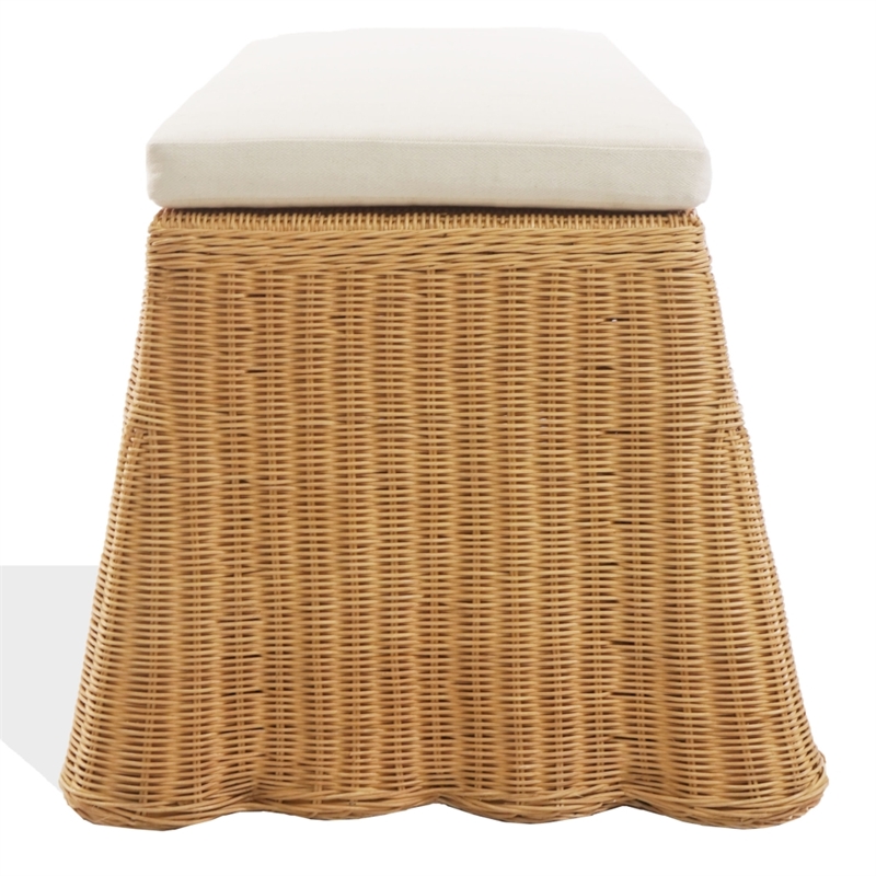 Safavieh Hylda Rattan Bench in Natural / White