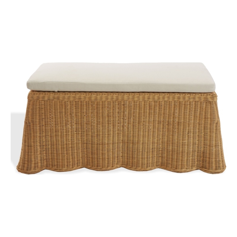 Safavieh Hylda Rattan Bench in Natural / White