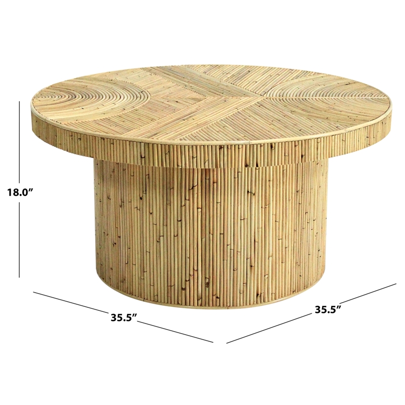 Safavieh Oswald Rattan Round Coffee Table in Natural