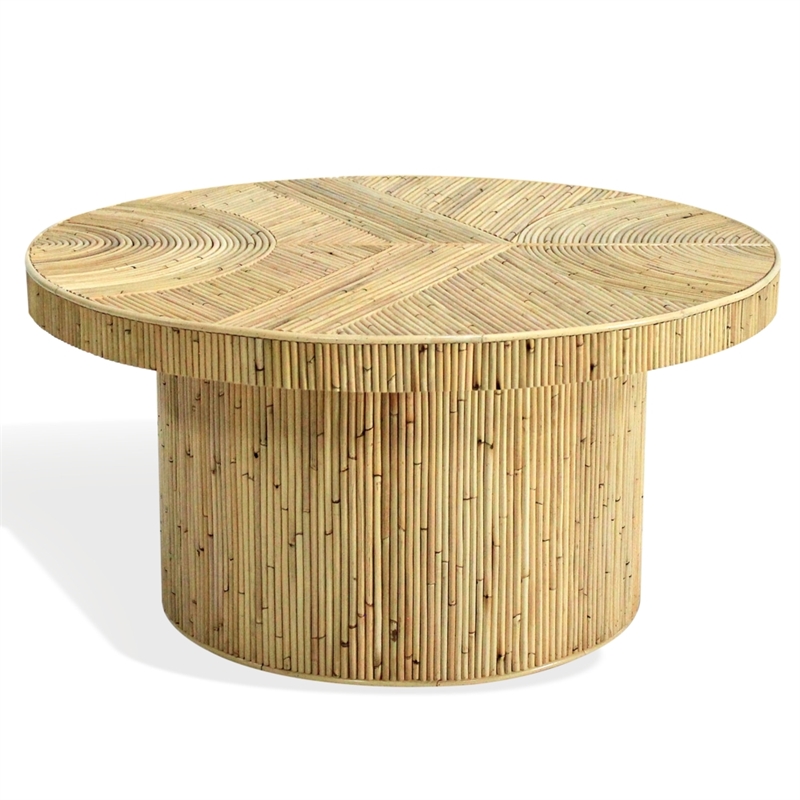 Safavieh Oswald Rattan Round Coffee Table in Natural