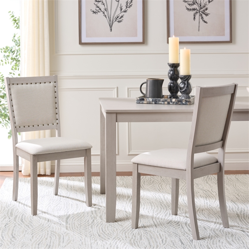 Safavieh Greyes Wood Dining Chair in Cream / Gray