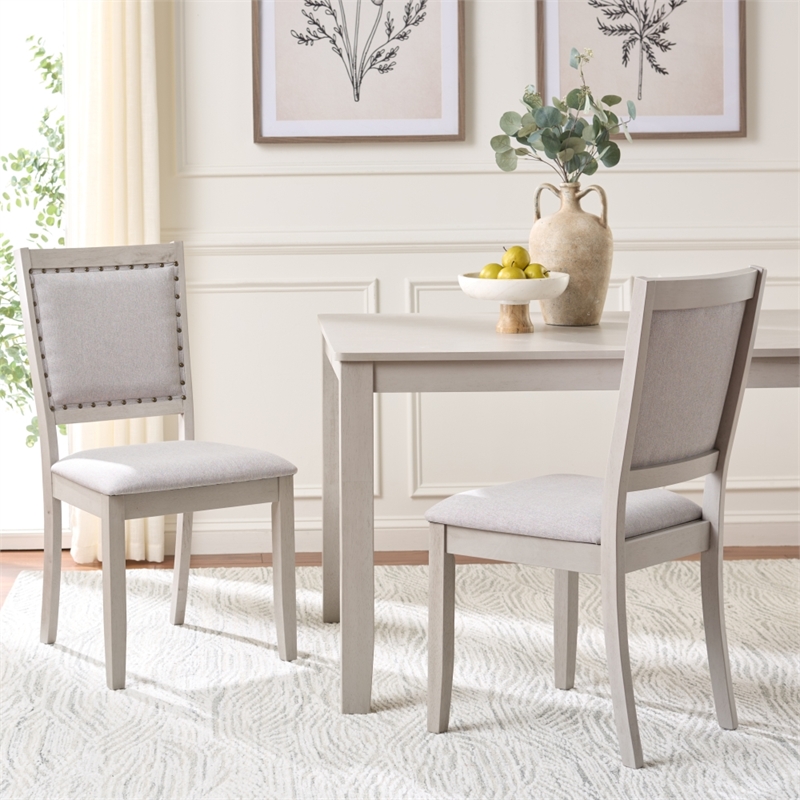 Safavieh Greyes Wood Dining Chair in Light Gray / Gray