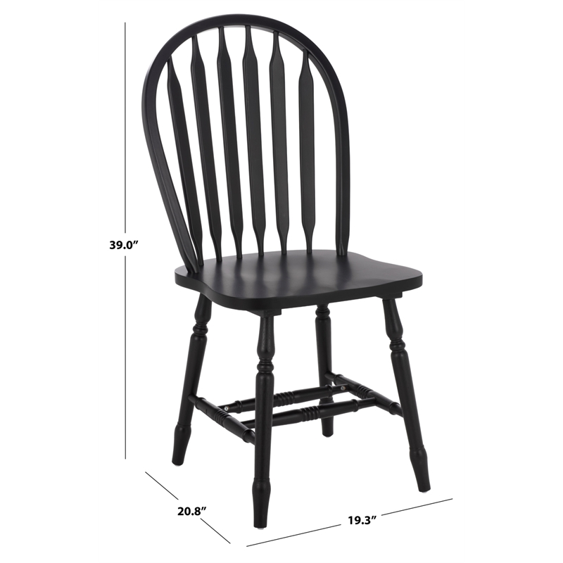 Safavieh Fazel Wood Dining Chairs in Matte Black