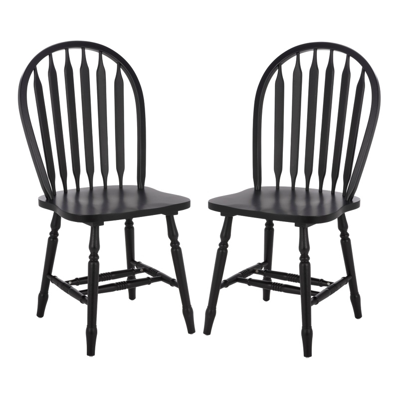 Safavieh Fazel Wood Dining Chairs in Matte Black