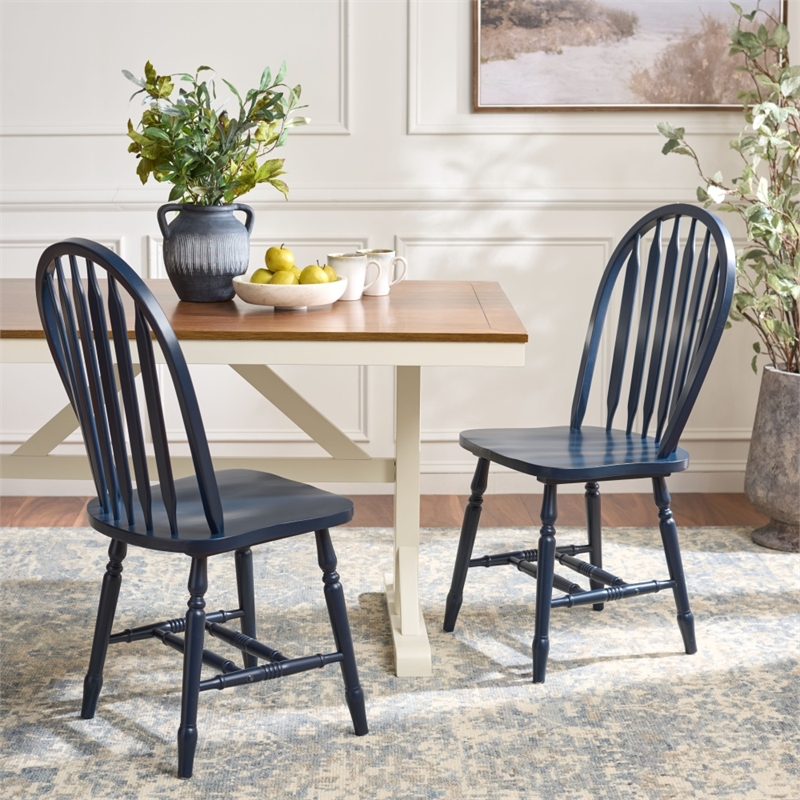 Safavieh Fazel Wood Dining Chairs in Navy