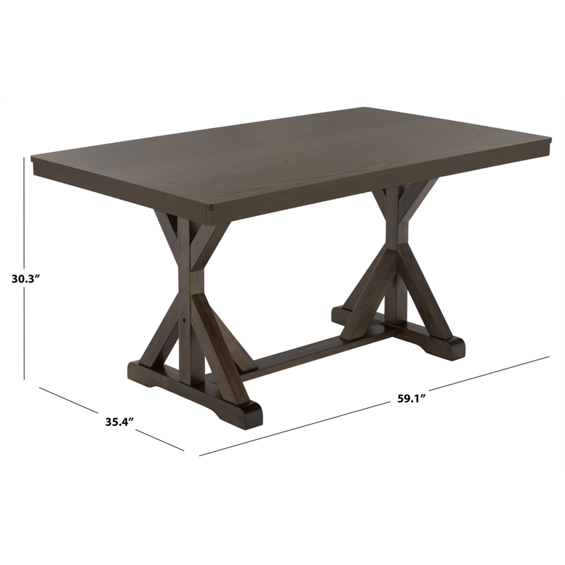 Safavieh Hildy Wood Dining Table in Ash / Brown