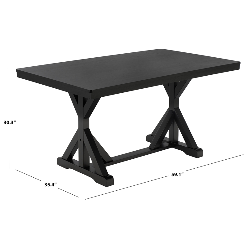 Safavieh Hildy Wood Dining Table in Black