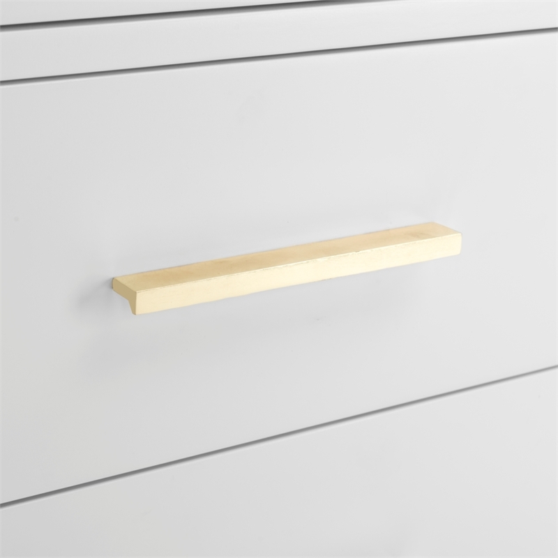 Safavieh Zack 6 Drawer Wood Dresser in White / Brass