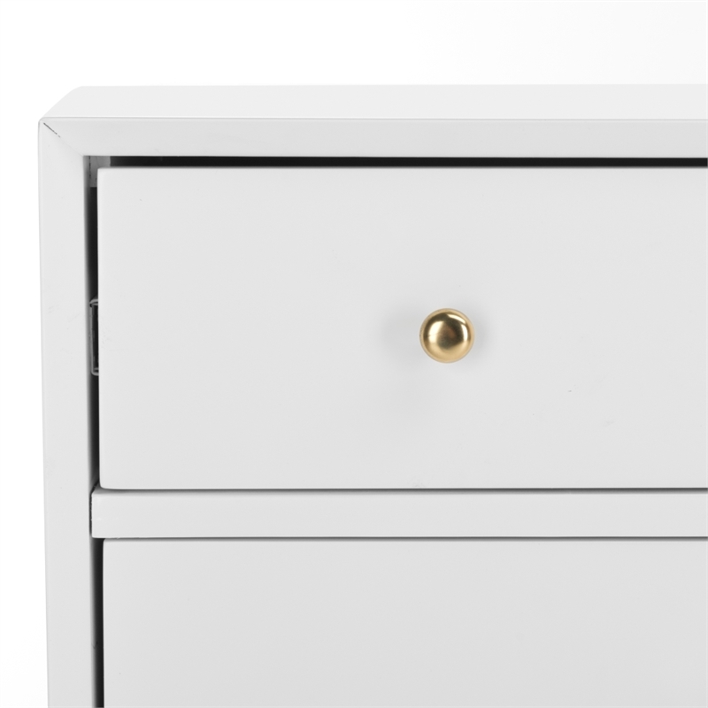 Safavieh Zack 6 Drawer Wood Dresser in White / Brass