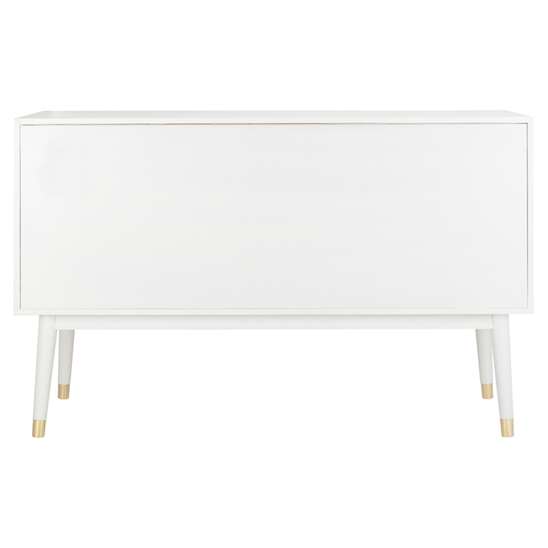 Safavieh Zack 6 Drawer Wood Dresser in White / Brass