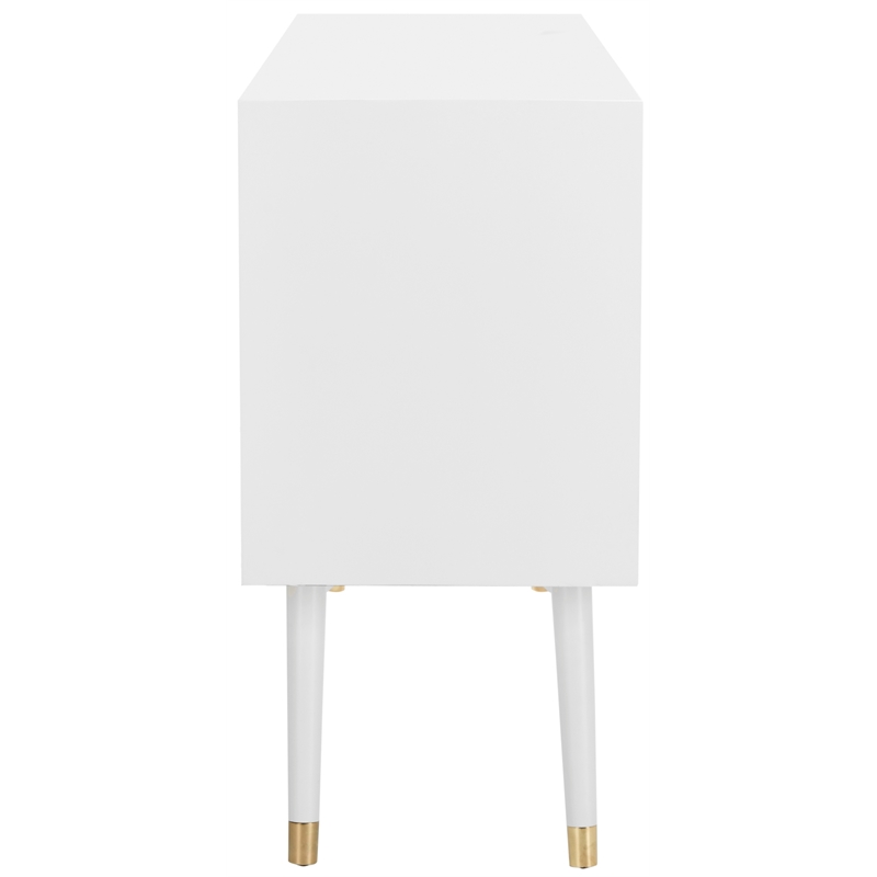 Safavieh Zack 6 Drawer Wood Dresser in White / Brass