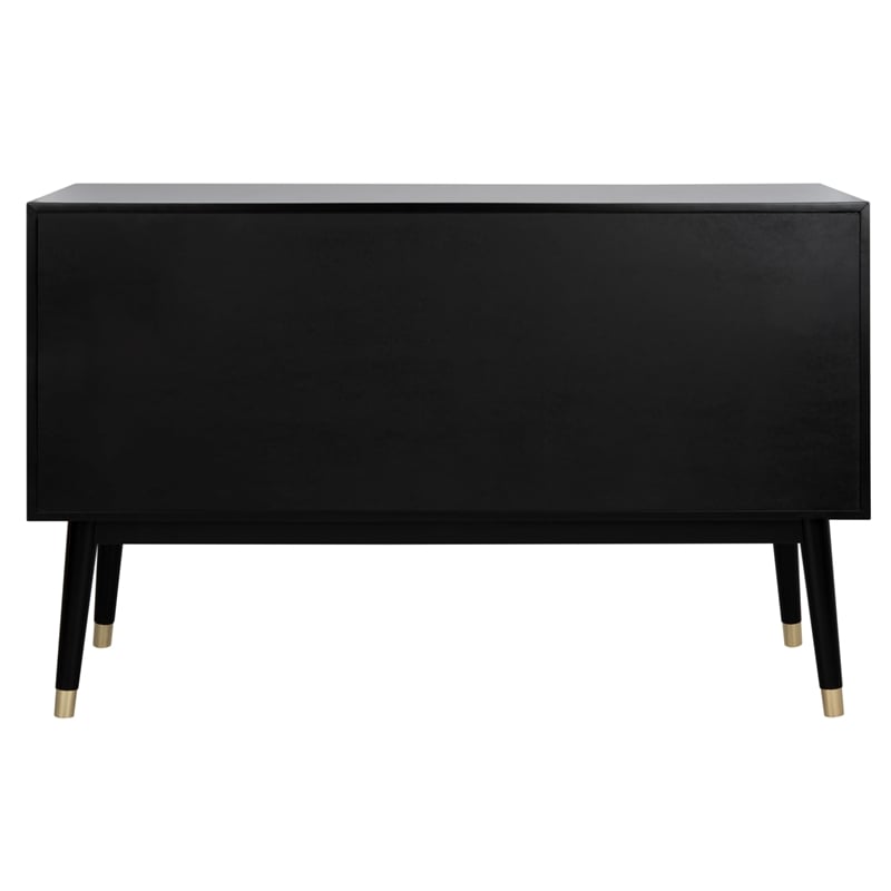 Safavieh Zack 6 Drawer Wood Dresser in Black / Brass