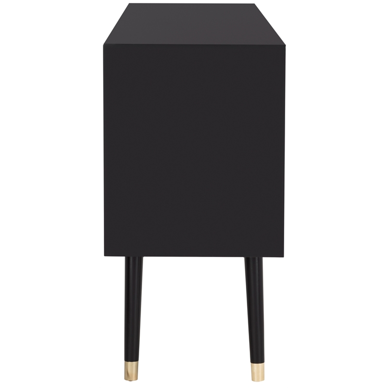 Safavieh Zack 6 Drawer Wood Dresser in Black / Brass