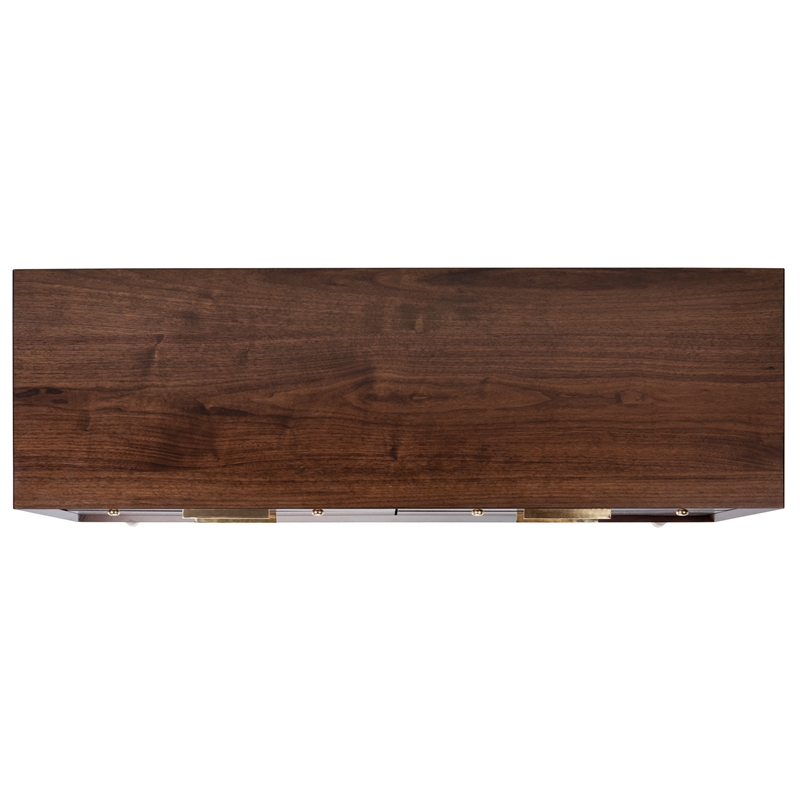 Safavieh Zack 6 Drawer Wood Dresser in Walnut / Brass