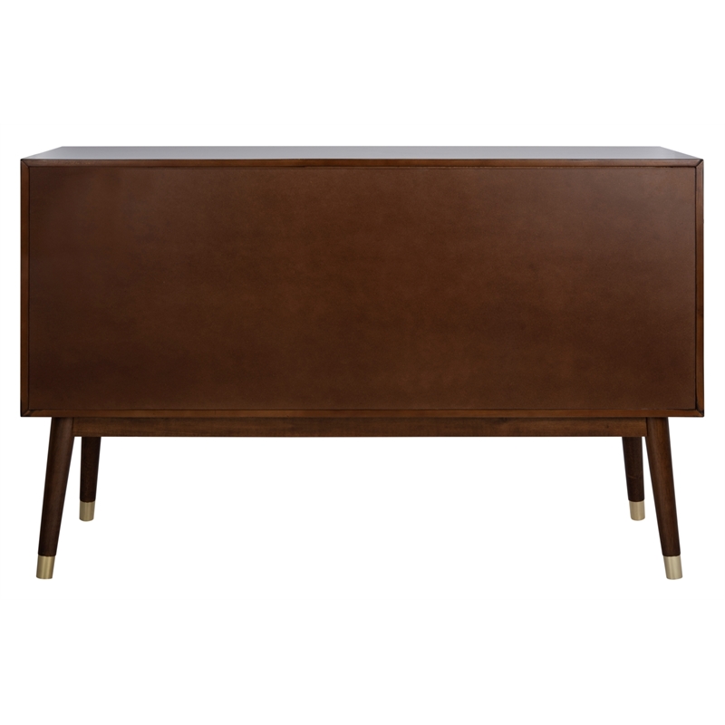 Safavieh Zack 6 Drawer Wood Dresser in Walnut / Brass